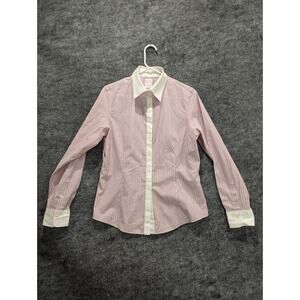 Brooks Brothers Men's Casual Fitted Pink And White Striped Button Down Size 12